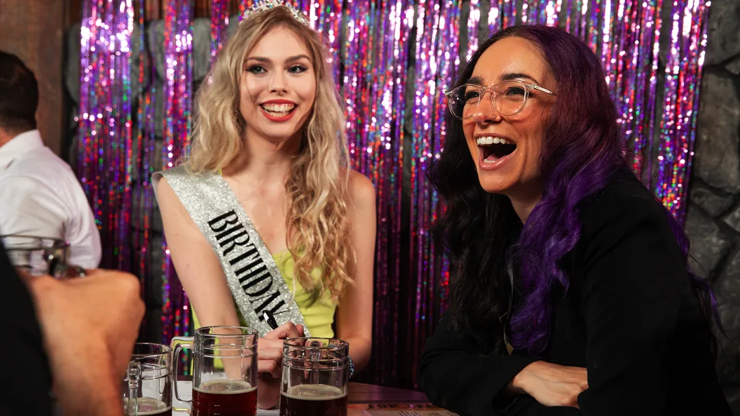 Guests celebrating at a Atlanta murder mystery party